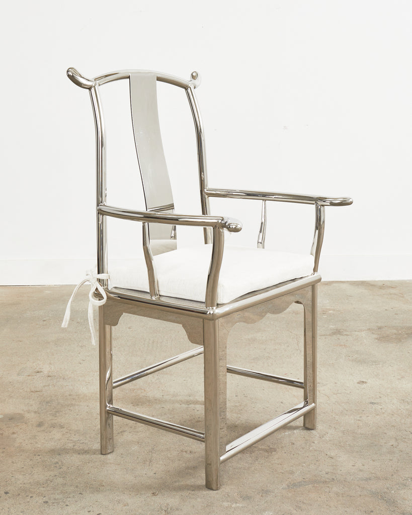 Chinese Ming Style Chromed Steel Officials Hat Chair