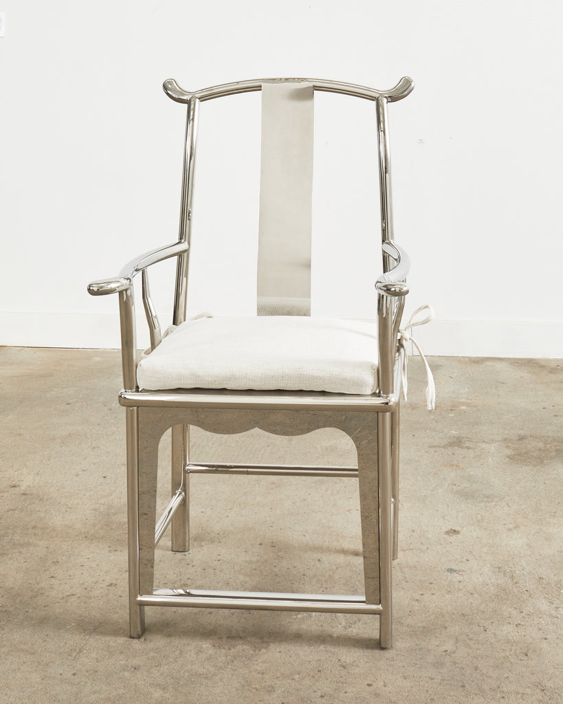 Chinese Ming Style Chromed Steel Officials Hat Chair