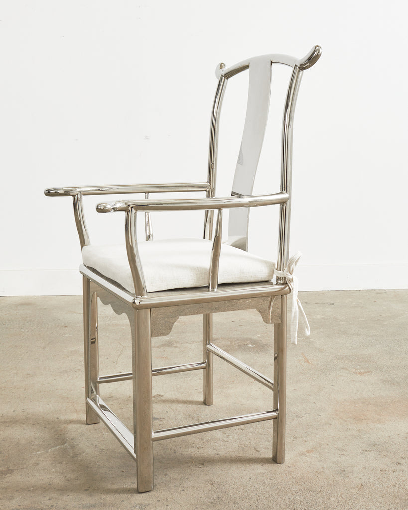 Chinese Ming Style Chromed Steel Officials Hat Chair