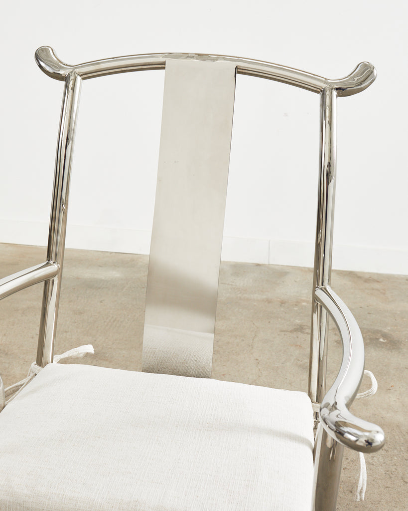 Chinese Ming Style Chromed Steel Officials Hat Chair