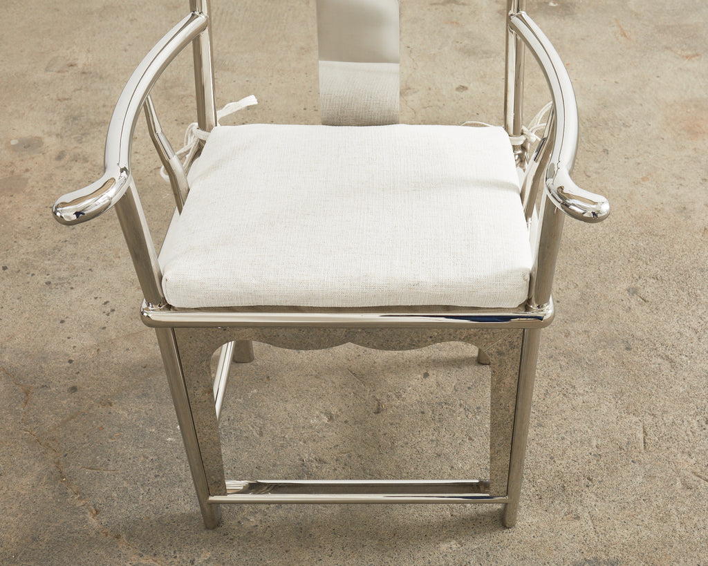 Chinese Ming Style Chromed Steel Officials Hat Chair