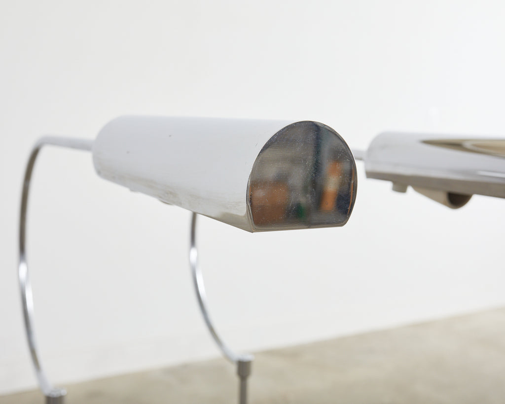 Pair of Mid-Century Modernist Chrome Gooseneck Floor Lamps