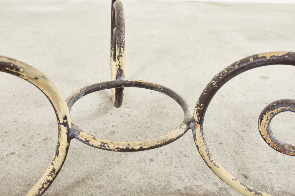Italian Amalfi Style Glazed Stone and Iron Painted Garden Table
