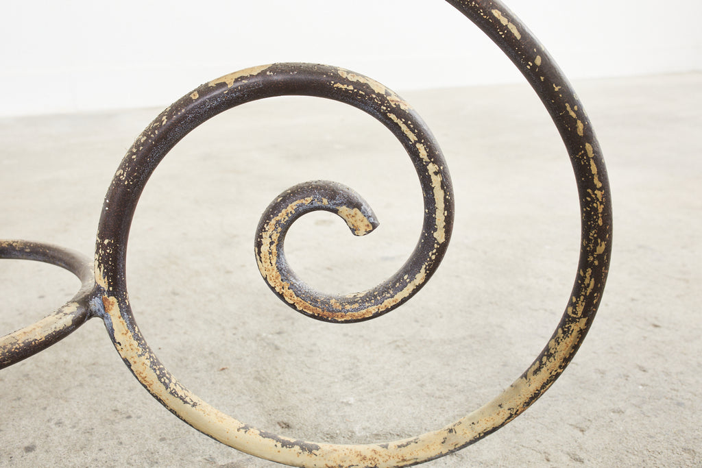 Italian Amalfi Style Glazed Stone and Iron Painted Garden Table