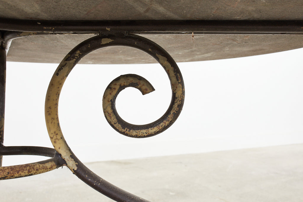 Italian Amalfi Style Glazed Stone and Iron Painted Garden Table