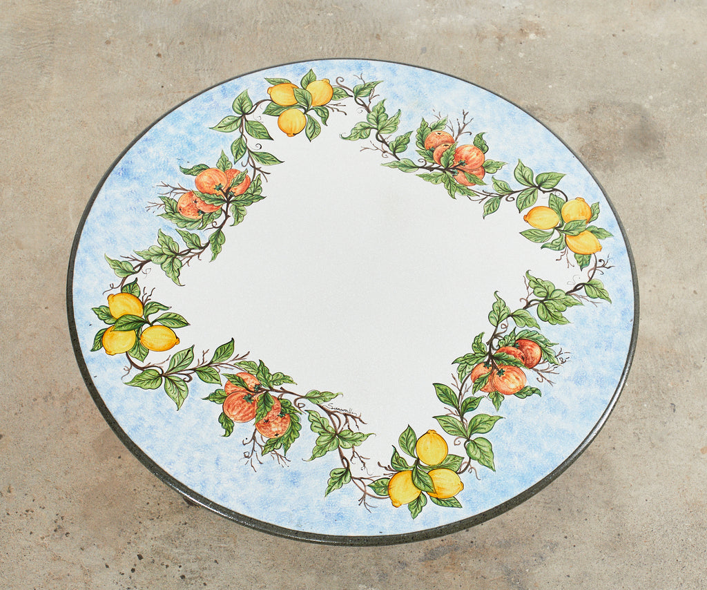 Italian Amalfi Style Glazed Stone and Iron Painted Garden Table