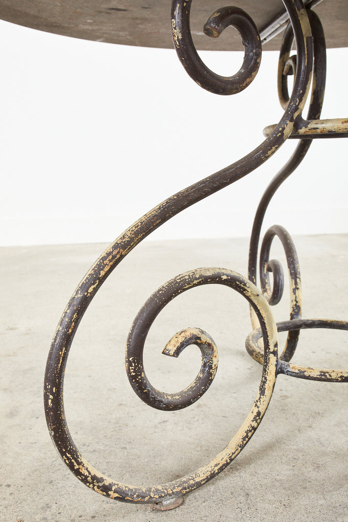 Italian Amalfi Style Glazed Stone and Iron Painted Garden Table