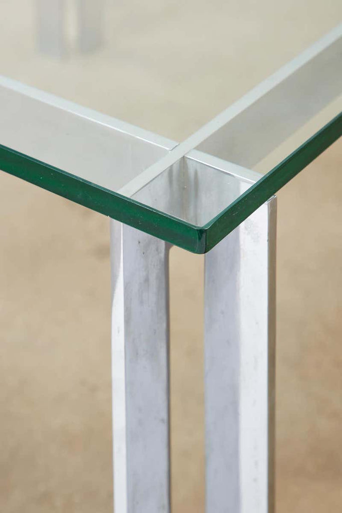 Milo Baughman Style Chrome and Glass Square Cocktail Table