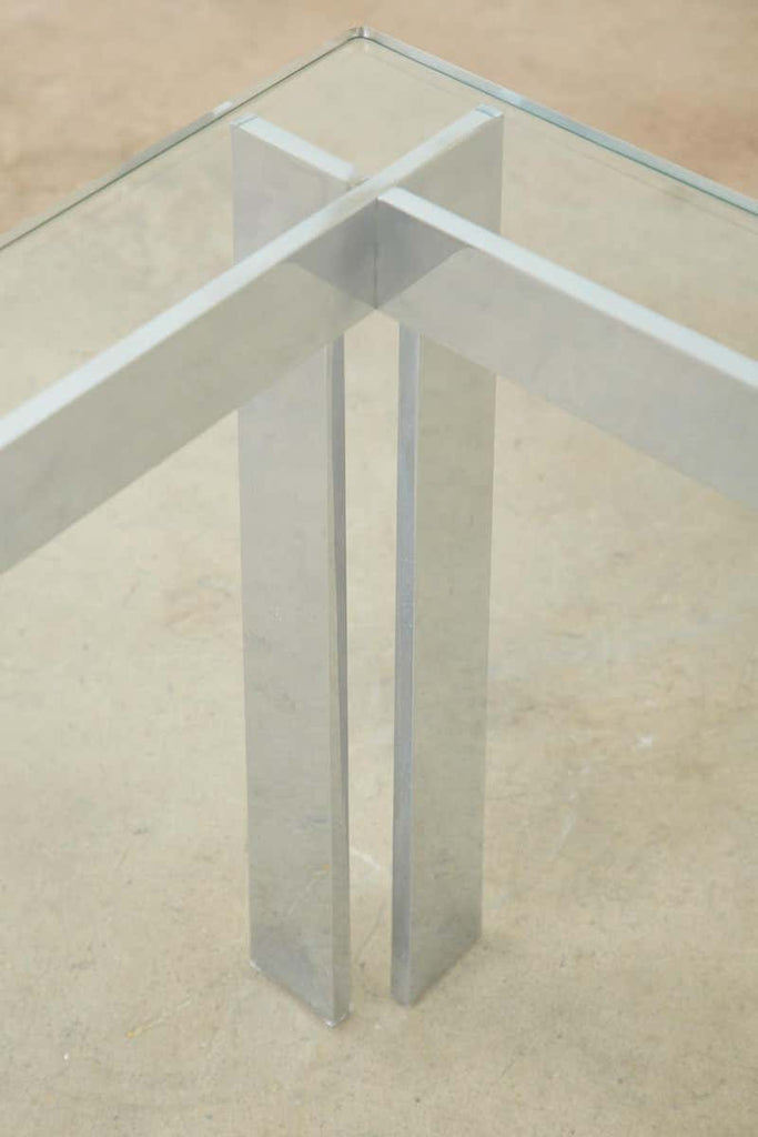 Milo Baughman Style Chrome and Glass Square Cocktail Table