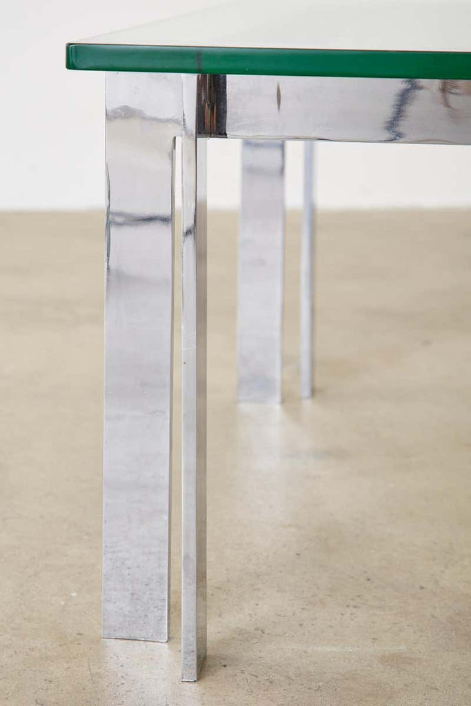 Milo Baughman Style Chrome and Glass Square Cocktail Table