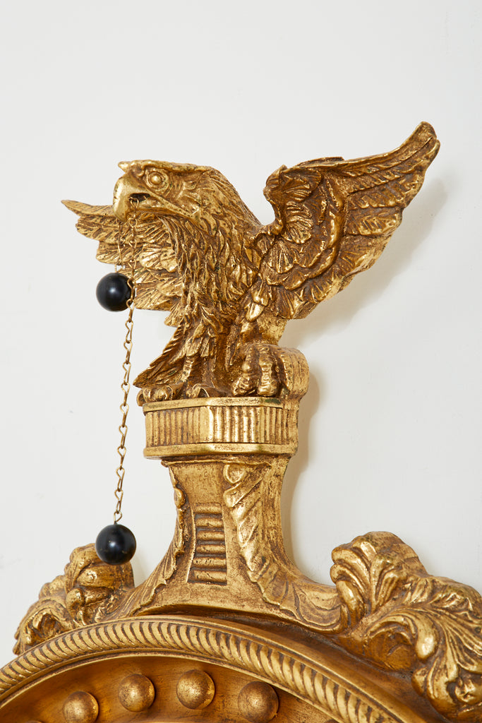 English Regency Style Giltwood Convex Girandole Mirror