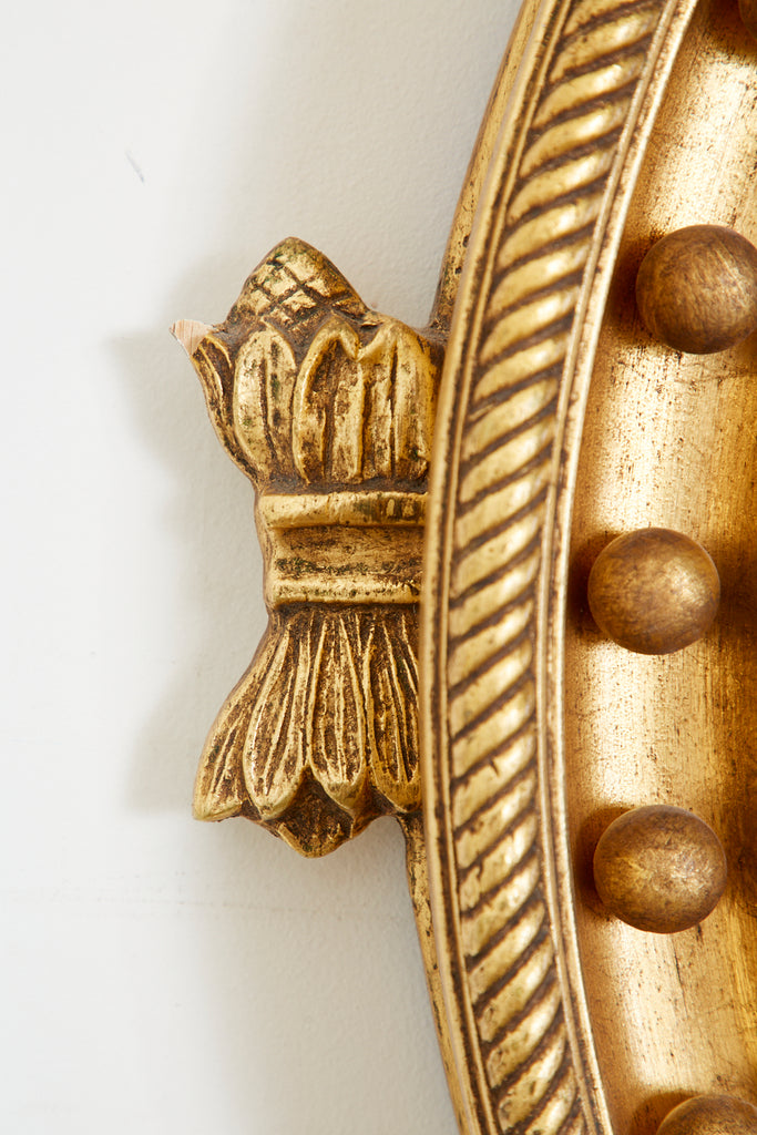 English Regency Style Giltwood Convex Girandole Mirror