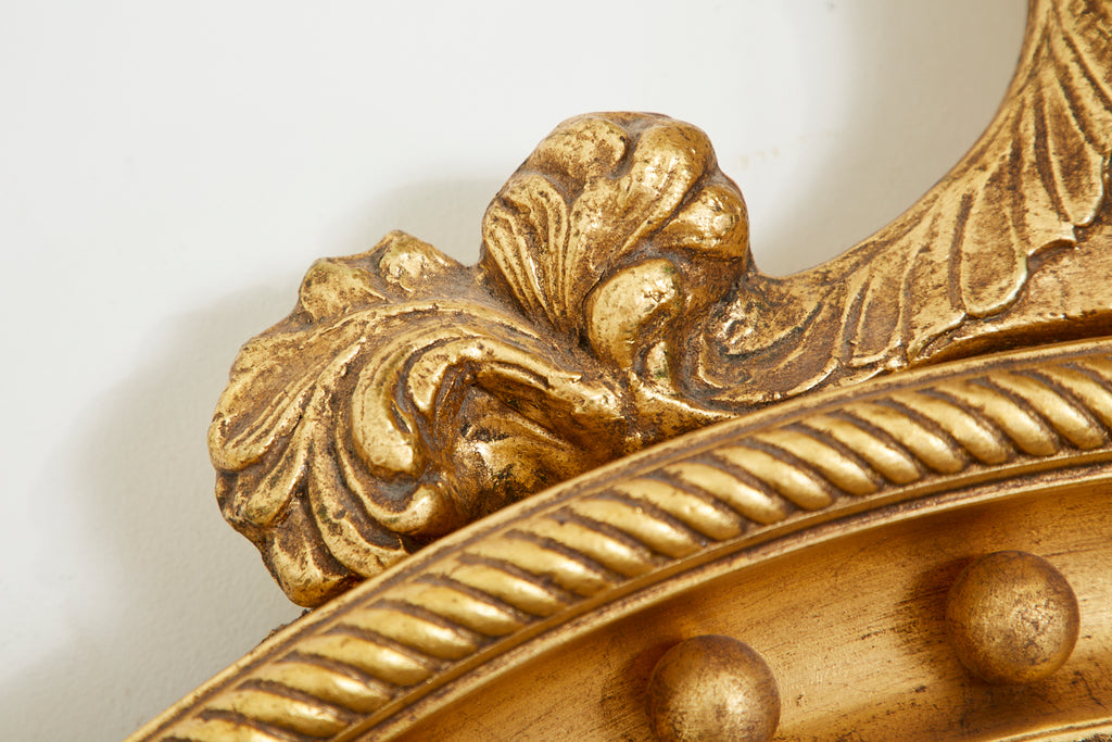 English Regency Style Giltwood Convex Girandole Mirror