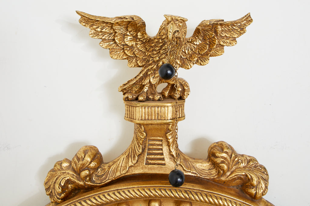 English Regency Style Giltwood Convex Girandole Mirror