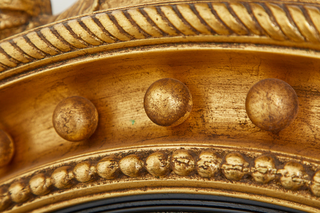 English Regency Style Giltwood Convex Girandole Mirror