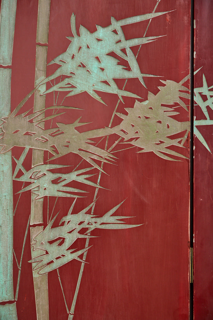 Chinese Twelve-Panel Red Lacquer Coromandel Screen of Xiwangmu