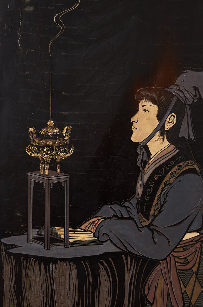 Chinese Export Eight Panel Coromandel Screen Six Beauties