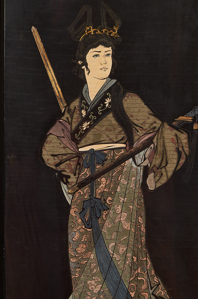 Chinese Export Eight Panel Coromandel Screen Six Beauties