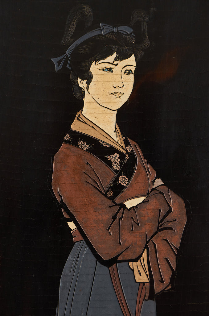 Chinese Export Eight Panel Coromandel Screen Six Beauties