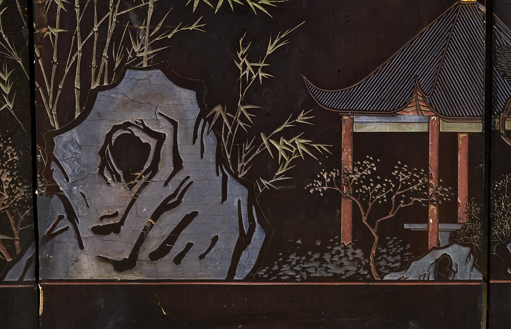 Chinese Export Eight Panel Coromandel Screen Six Beauties