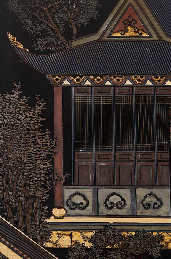 Chinese Export Eight Panel Coromandel Screen Six Beauties