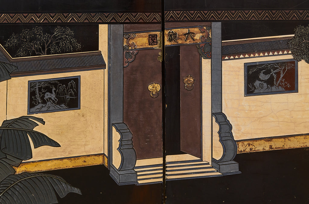 Chinese Export Eight Panel Coromandel Screen Six Beauties