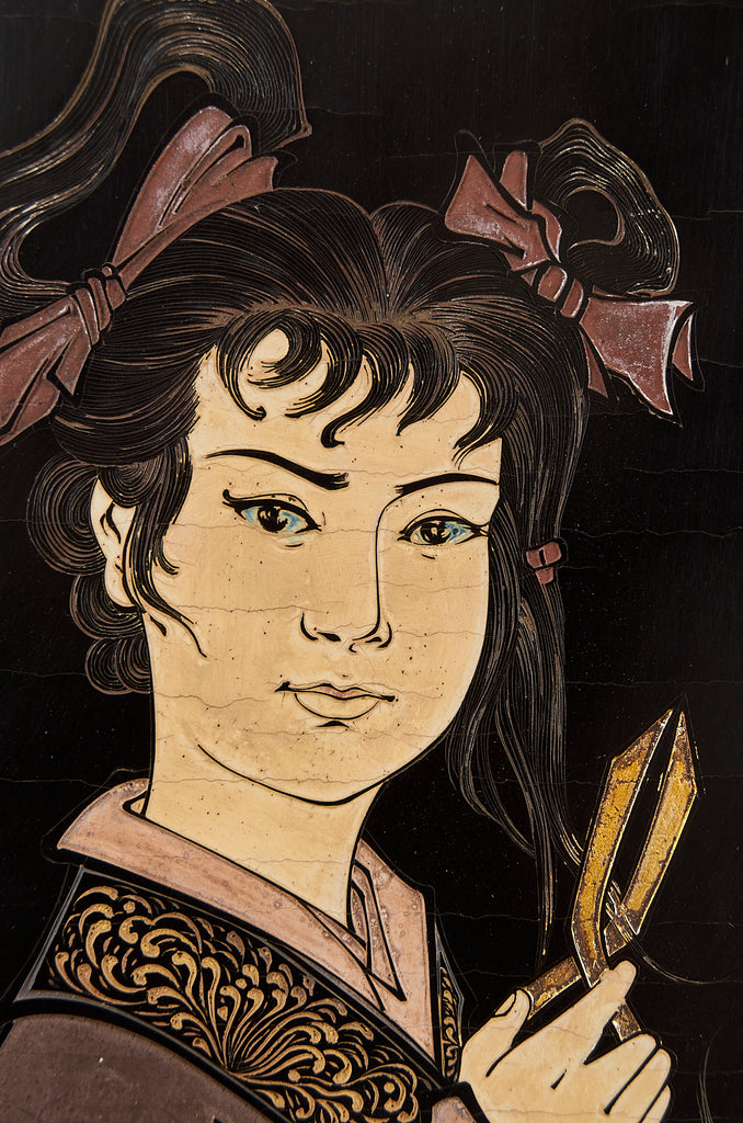 Chinese Export Eight Panel Coromandel Screen Six Beauties