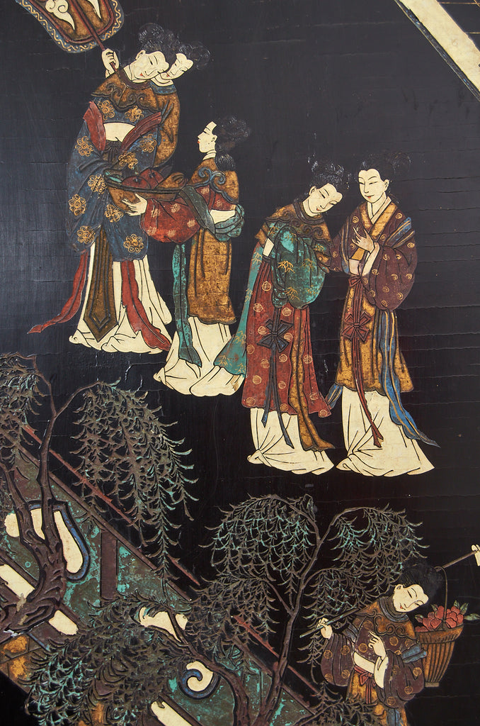 Chinese Export Twelve Panel Coromandel Screen Spring in Han Palace