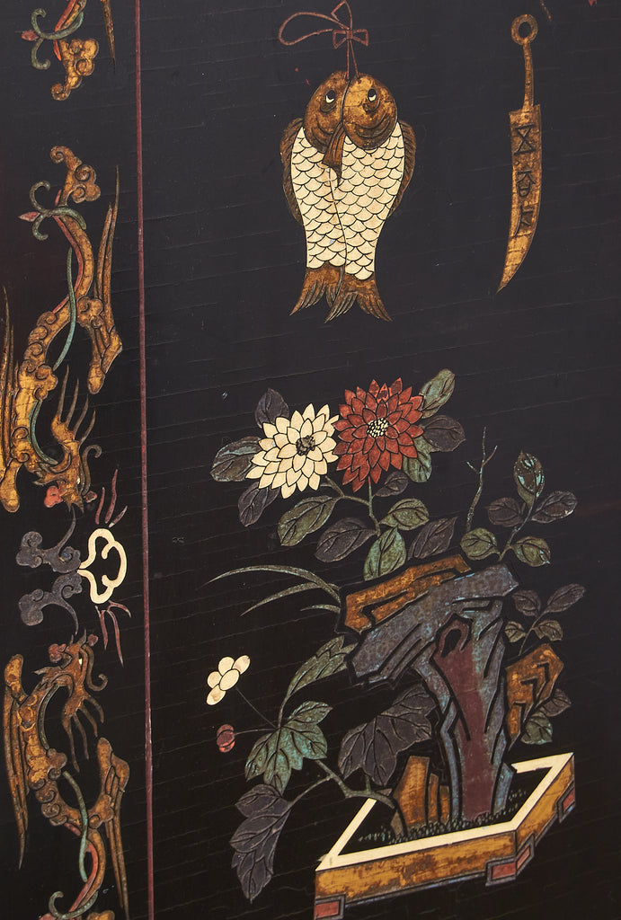 Chinese Export Twelve Panel Coromandel Screen Spring in Han Palace