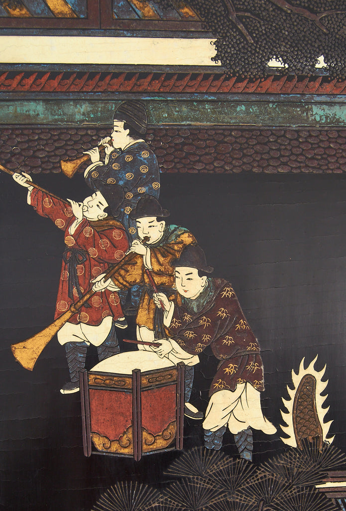 Chinese Export Twelve Panel Coromandel Screen Spring in Han Palace