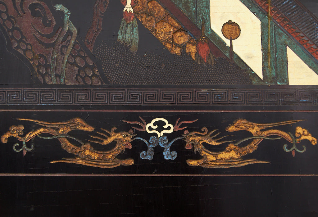 Chinese Export Twelve Panel Coromandel Screen Spring in Han Palace