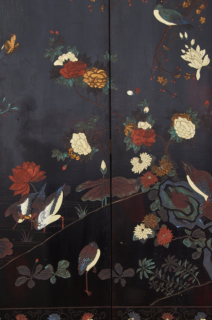 Chinese Export Twelve Panel Coromandel Screen Spring in Han Palace