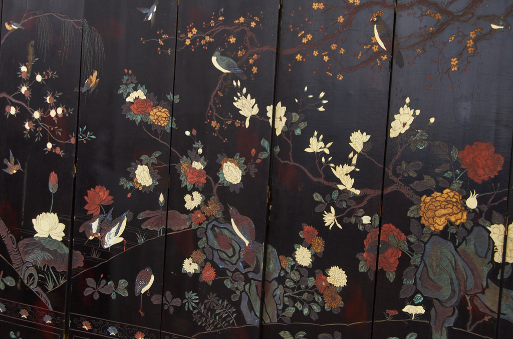 Chinese Export Twelve Panel Coromandel Screen Spring in Han Palace