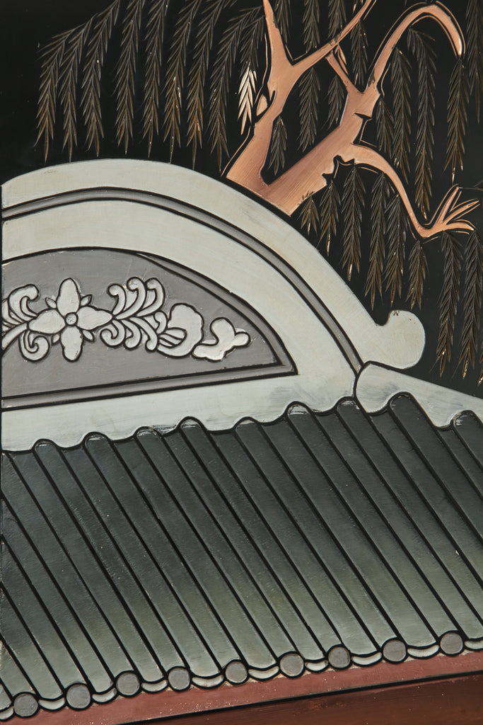 Chinese Export Four Panel Coromandel Screen Pastel Beauties