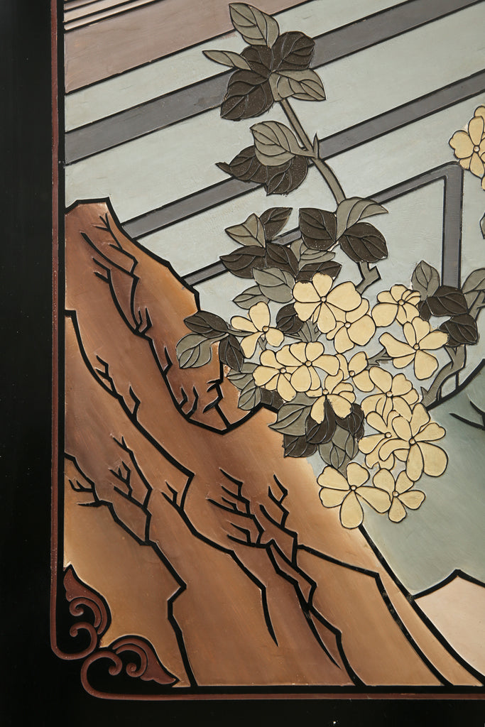 Chinese Export Four Panel Coromandel Screen Pastel Beauties