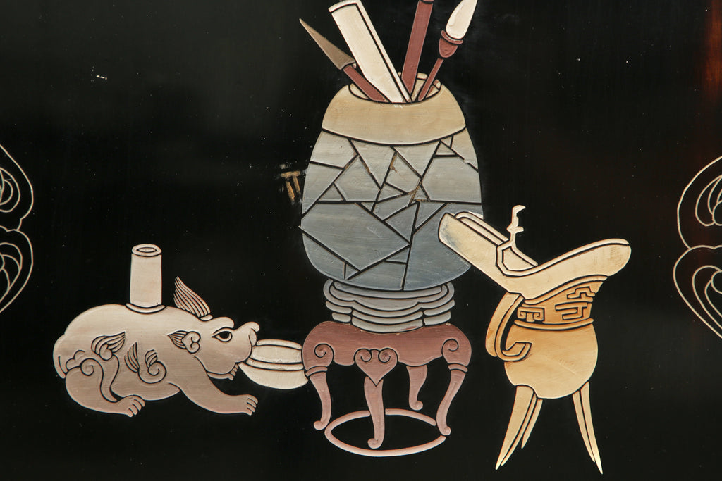 Chinese Export Four Panel Coromandel Screen Pastel Beauties