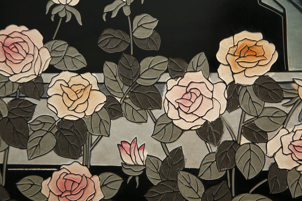 Chinese Export Four Panel Coromandel Screen Pastel Beauties