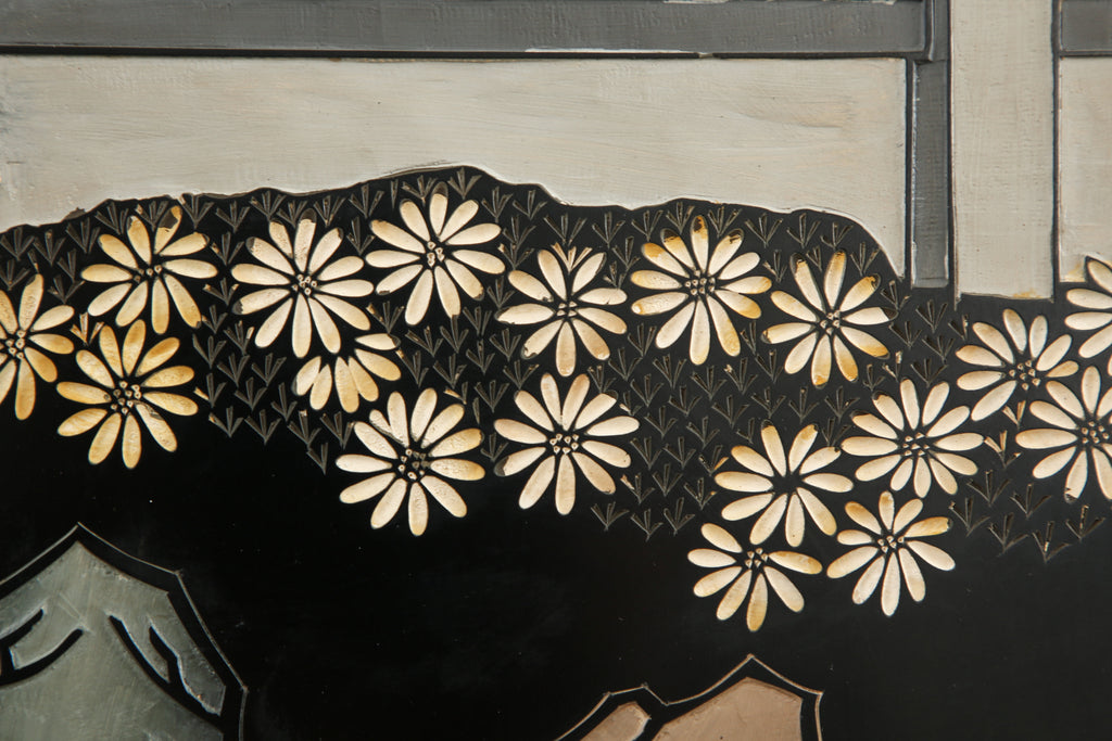 Chinese Export Four Panel Coromandel Screen Pastel Beauties