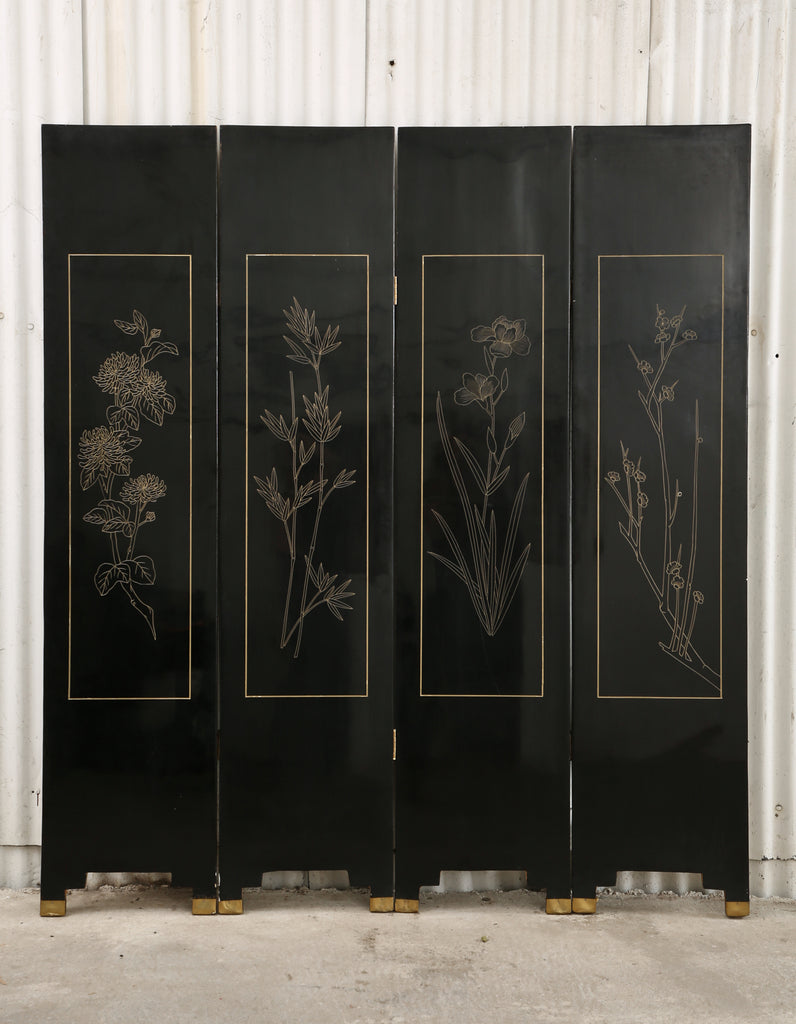 Chinese Export Four Panel Coromandel Screen Pastel Beauties