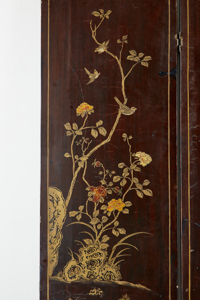 Chinese Qing Four Panel Carved Soapstone Coromandel Screen