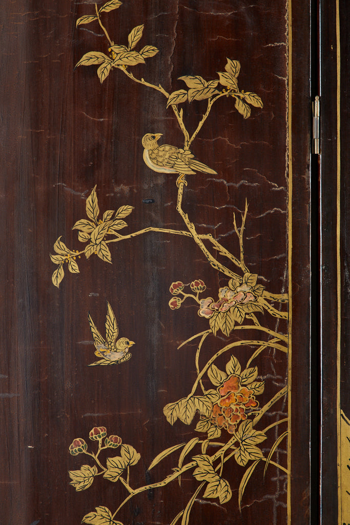 Chinese Qing Four Panel Carved Soapstone Coromandel Screen