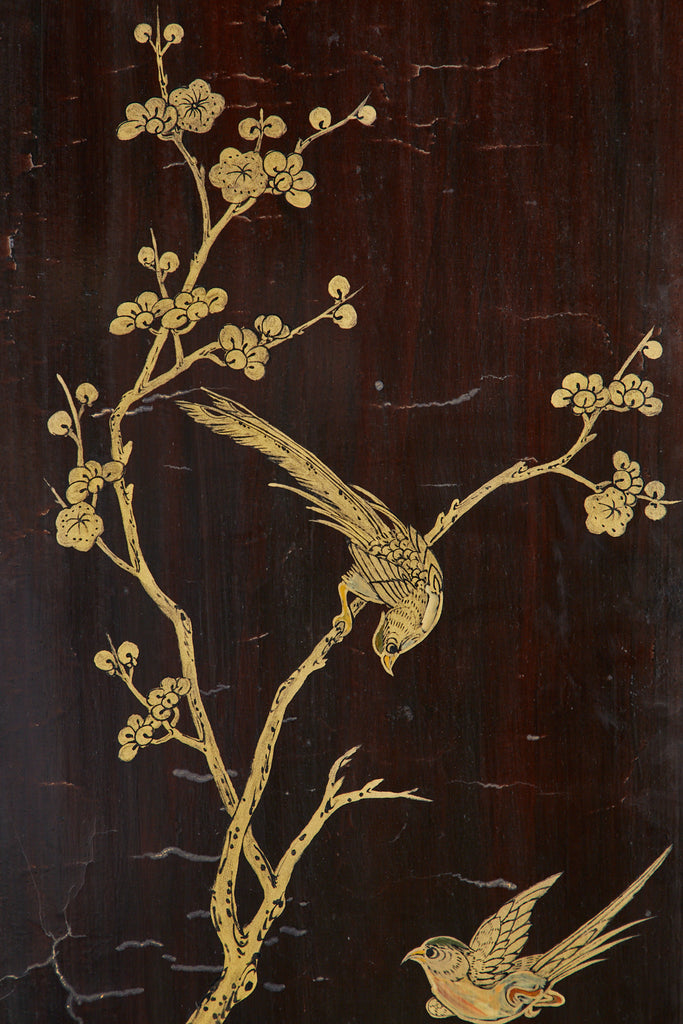 Chinese Qing Four Panel Carved Soapstone Coromandel Screen