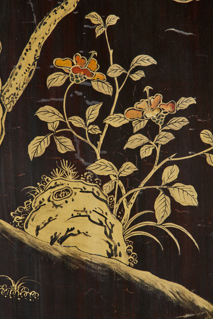 Chinese Qing Four Panel Carved Soapstone Coromandel Screen