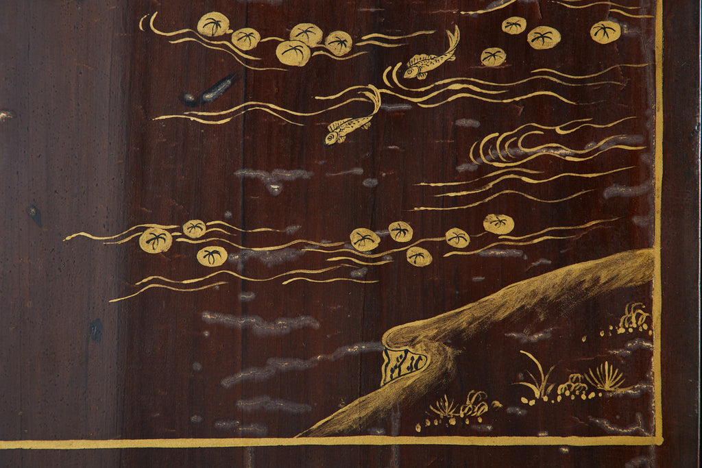 Chinese Qing Four Panel Carved Soapstone Coromandel Screen