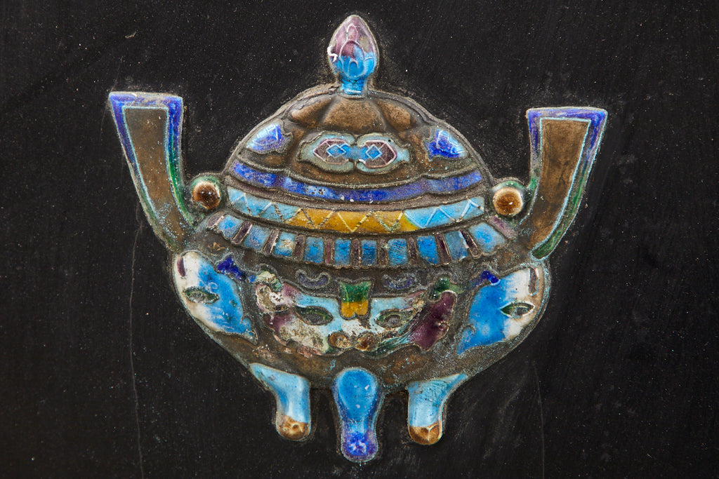 Chinese Export Six Panel Cloisonné Soapstone Coromandel Screen