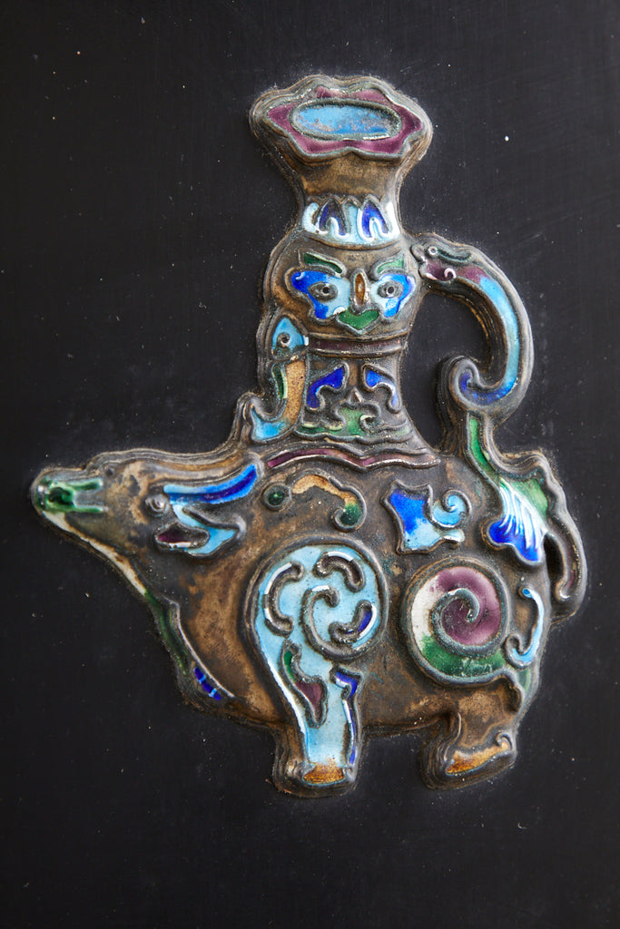 Chinese Export Six Panel Cloisonné Soapstone Coromandel Screen