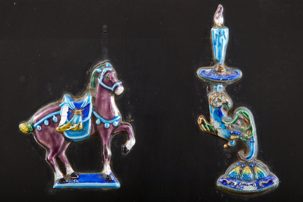 Chinese Export Six Panel Cloisonné Soapstone Coromandel Screen