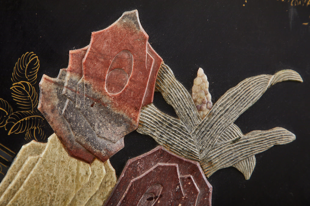 Chinese Export Six Panel Cloisonné Soapstone Coromandel Screen