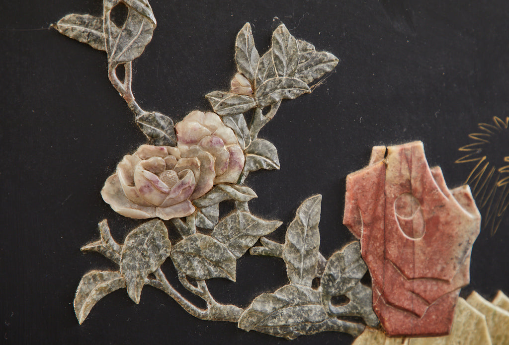 Chinese Export Six Panel Cloisonné Soapstone Coromandel Screen