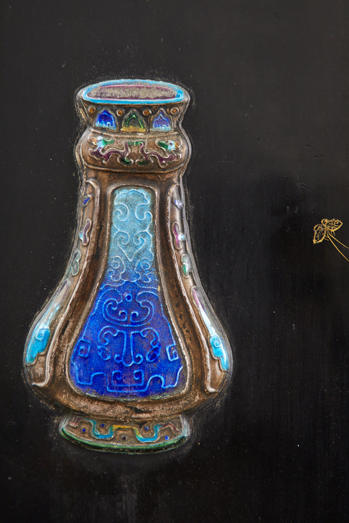 Chinese Export Six Panel Cloisonné Soapstone Coromandel Screen